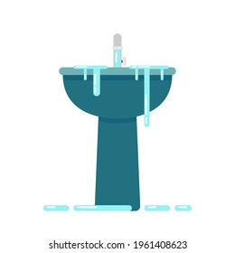 Overflowing water in a wash basin, Basin vector.