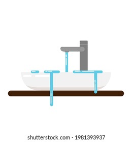 Overflowing water in a wash basin, Basin vector.