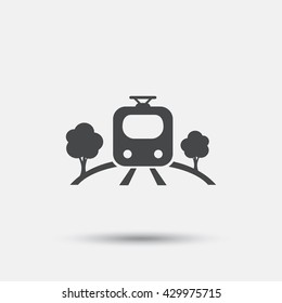 Overground subway sign icon. Metro train symbol. Flat train web icon on white background. Vector