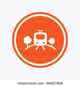 Overground subway sign icon. Metro train symbol. Graphic design element. Flat train symbol on the round button. Vector