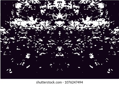 Overgrown garden with  ivy.Black and white vector.