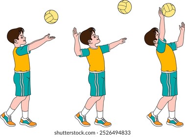 Overhand serve in volleyball  vector illustration isolated on with background