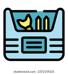 Overhaul toolbox icon outline vector. Kit box. Car bag color flat