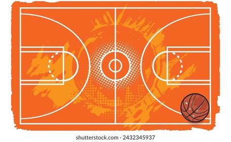 overhead basket court, Basketball pop art design- vector illustration.