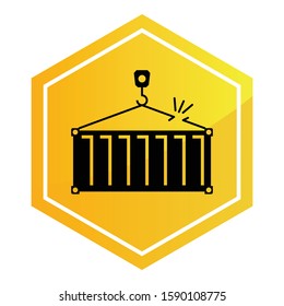 Overhead Crane Caution Warning Vector Icon Design