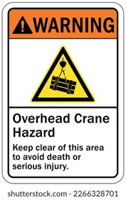 Overhead crane hazard sign and labels