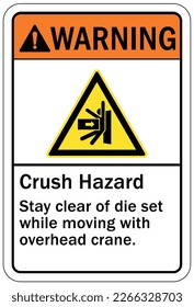 Overhead crane hazard sign and labels