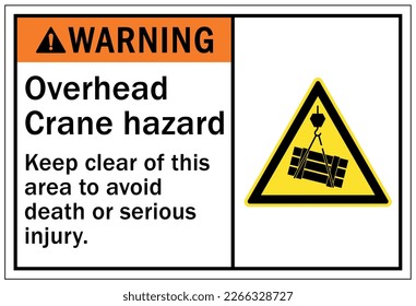Overhead crane hazard sign and labels