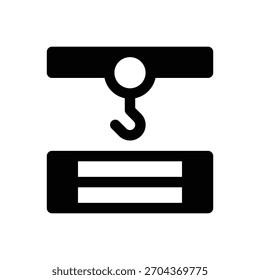 Overhead crane. Outlined stroke vector icon with black-filled details.