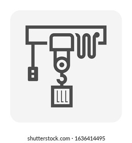 Overhead crane vector icon design on white background.