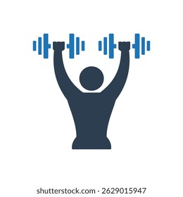 Overhead Dumbbell Press Icon Isolated On White Background