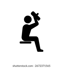 Icono de Prensa de mancuerna superior aislado sobre fondo blanco