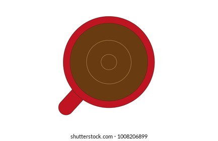 overhead image of red coffee cup