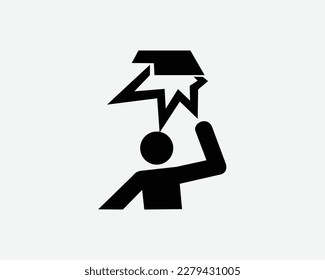 Overhead Obstacle Icon Beware of Head Object Accident Hit Black White Silhouette Symbol Sign Graphic Clipart Artwork Illustration Pictogram Vector