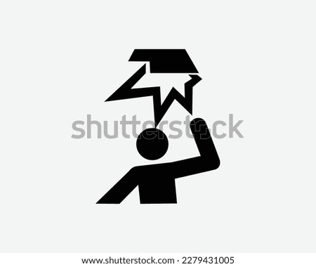 Overhead Obstacle Icon Beware of Head Object Accident Hit Black White Silhouette Symbol Sign Graphic Clipart Artwork Illustration Pictogram Vector
