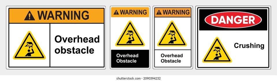 overhead obstacle sign. warning caution board. Safety sign Vector Illustration. OSHA and ANSI standard sign. eps10