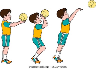 overhead passing volleyball vector illustration isolated on with background