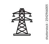 Overhead Power Line Icon on white background