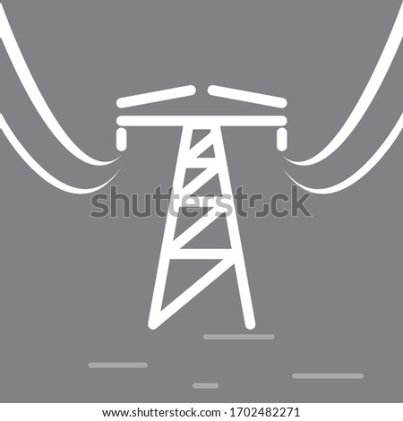 Overhead power line simple graphic object, flat style. Vector