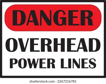 Overhead power lines warning sign vector