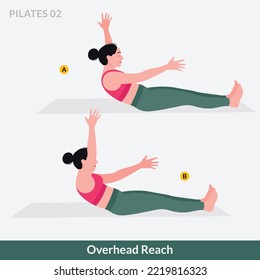 Overhead Reach exercise, Woman workout fitness, pilates exercise