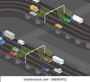 overhead road and highway communication system, vector illustration