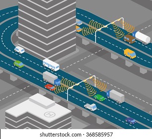 overhead road and highway communication system, vector illustration