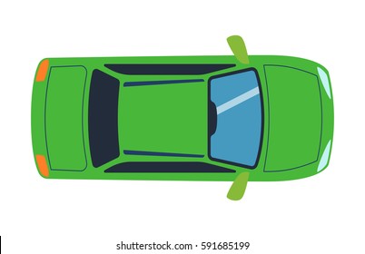 Overhead top view on colorful car toy automobile transport and wheel transportation design traffic roof motor vehicle freight vector illustration.