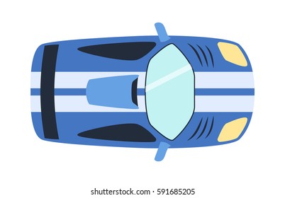 Overhead top view on colorful car toy automobile transport and wheel transportation design traffic roof motor vehicle freight vector illustration.
