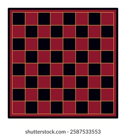 Overhead view of a checkerboard or chequerboard for a game of checkers in vector