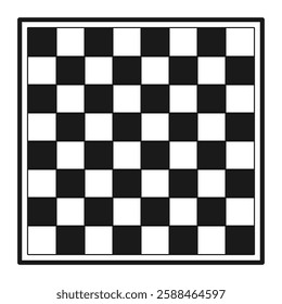 Overhead view of a checkerboard or chequerboard for a game of checkers in black and white vector