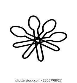 An overhead view of a cutlery set in a white background icon.