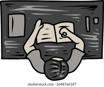 Overhead View of Person Reading Book