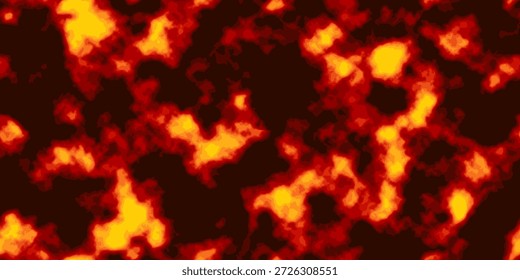 Vista aérea de una bolsa de lava sin fisuras con áreas ardientes de color amarillo anaranjado y marrón oscuro que sugieren magma agitado o la fotosfera del sol. Ilustración vectorial