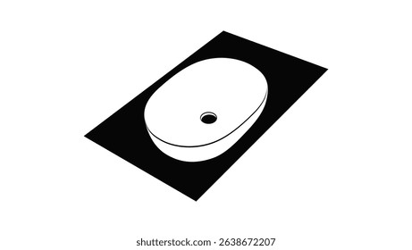 Overhead wash basin, black isolated silhouette