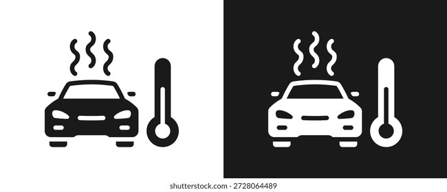 Icono De Sobrecalentamiento Fijado Glifo En Fondo Blanco Y Negro
