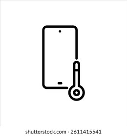 overheat outline icon. smartphone damage black line illustration.