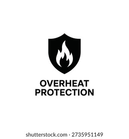 Overheat protection icon featuring a shield and flame design