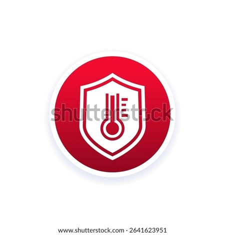 overheat protection icon with shield, vector
