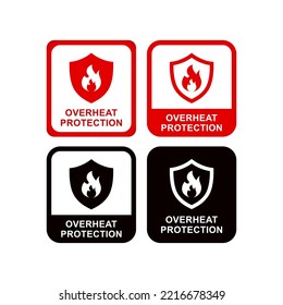 Overheat protection with shield vector logo badge set. 