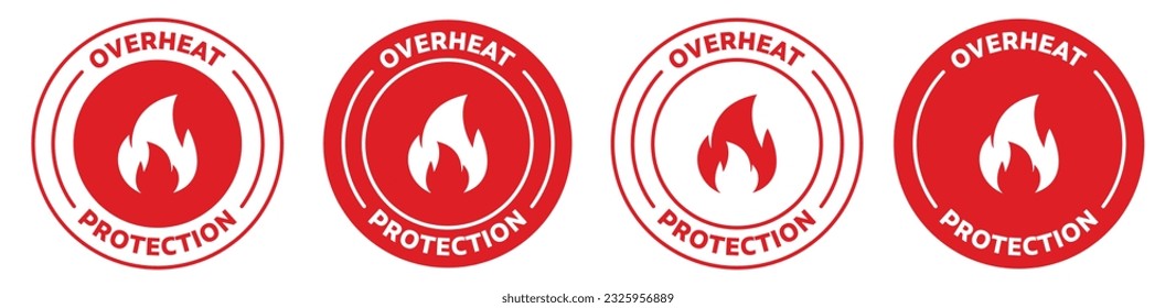Overheat protection vector icon set. Overheating protection symbol. Heat safe signs.