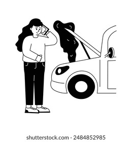 Overheated car engine vector illustration vector design, stressed woman because of car damage