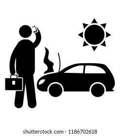 An Overheated Car Or A  Radiator Flush Due To Sun Heat 