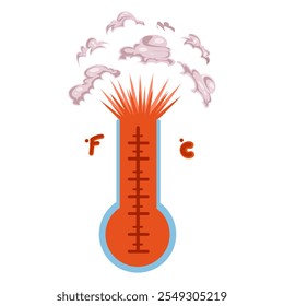 Termómetro rojo sobrecalentado explota por calor extremo