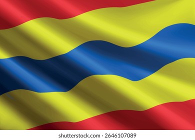 Overijssel flag waving in the wind, realistic detailed silk texture. Province of Netherlands