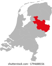 Overijssel province highlighted on netherlands political map. Backgrounds, charts, business concepts.