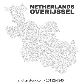 Overijssel Province map designed with small points. Vector abstraction in black color is isolated on a white background. Scattered small points are organized into Overijssel Province map.
