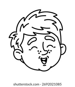 Overjoyed boy child doodle face