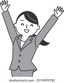 Overjoyed Business Woman Upper Body Vector