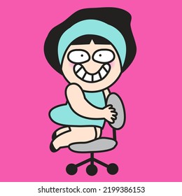 Overjoyed Woman is Spinning Fun In An Office Chair Concept Card Character illustration